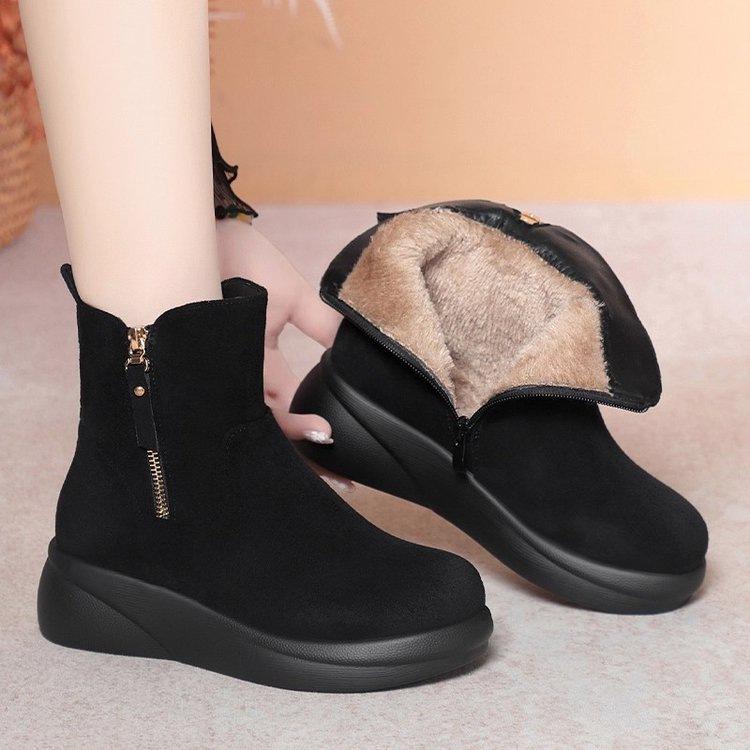 Retro snow boots new winter new velvet thickened warm soft-soled short boots thick-soled large cotton boots 35