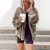 Elegant Solid Color Ribbed Tops Lady Jackets Autumn Winter Fashion Breasted Button Women Coats Casual Loose Long Sleeve Outwears