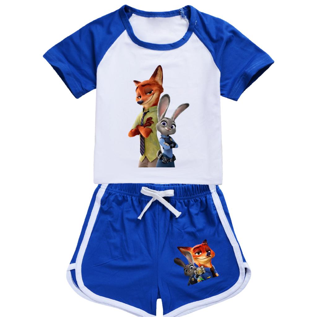 Kinder Sommer Sport T-Shirt und Shorts 2-teiliges Outfit Trainingsanzug Set Kurzarm Print Crop Tops mit Bekleidungsset