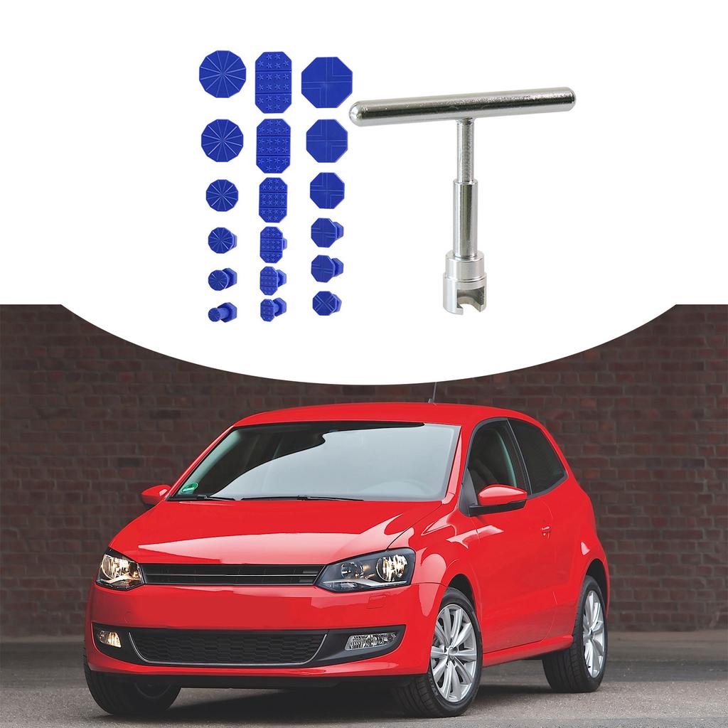 Car Body Dent Repair Tool Set with T-bar Tabs Pad Car Body Mechanical Sheet Metal Slide Suction Cup Puller Kit