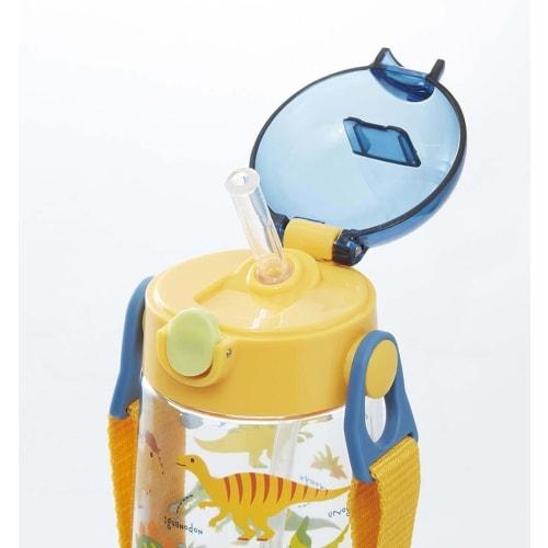Skater Dinosaur Picture Water Bottle, 480ml Clear Bottle with Straw, for Boys, PDSH5-A