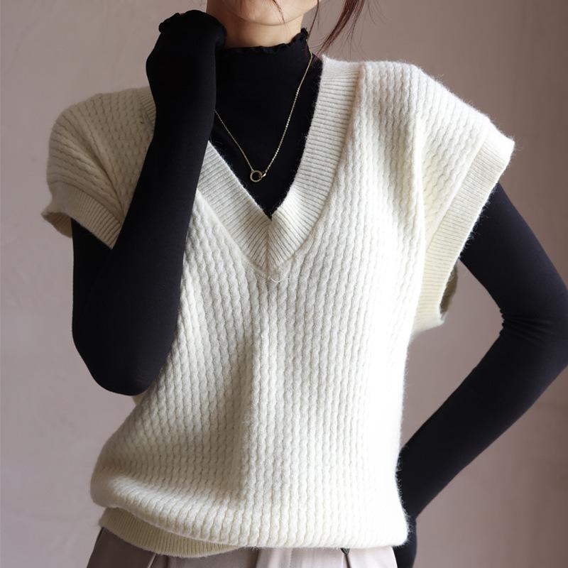 Women's Fall and Winter Inner Half High Neck Wooden Ear Trim Long Sleeve Top