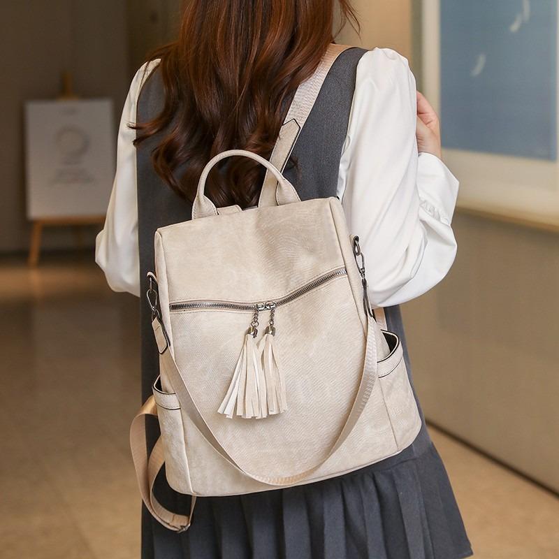 Bag women's new simple and fashionable backpack large-capacity student schoolbag multi-purpose shoulder bag