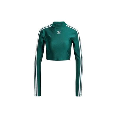 Originals 3-Stripes Cropped Long-Sleeve High Neck Top Women Tops Green IR8136