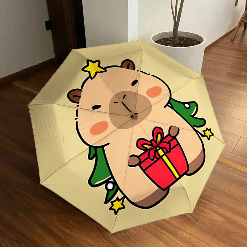 

1pc Christmas Capybara Automatic Open/Close Umbrella, Formal Events - Ideal Gift for Family or Friends, Outdoor Accessory yy251211111