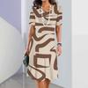 Vintage Women's Dresses Striped Printed Elegant Casual Short Sleeve Dresses 2023 Fashion Oversized Women's Dresses Y2k