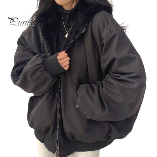 

Зимняя женская куртка с утолщенной флисовой подкладкой, двухсторонняя, с капюшоном и карманами, ветрозащитная, сохраняющая тепло, застегивающаяся на молнию, женская куртка S