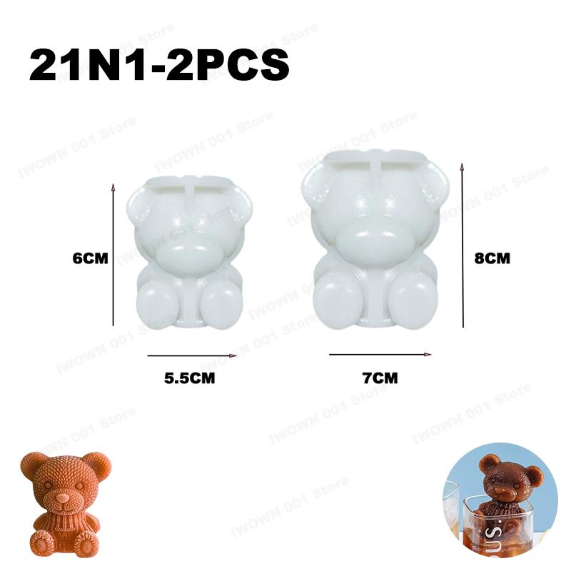 Cute 3D Bear Shape Silicone Ice Cube Mold Ice Grinder Ice Cream Making Molds Cold Drink Coffee DIY Tools for Home Use