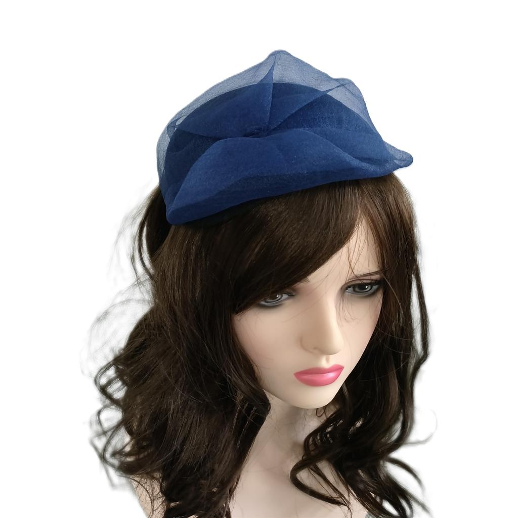 Tulle Ruffle Headband Crape Half Hat for Women Girl Aesthetic French Fascinator Hairhoop for Evening Party Hair Styling