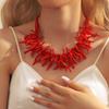 Bohemian Double-Layer Resin Red Coral Necklace for Women
