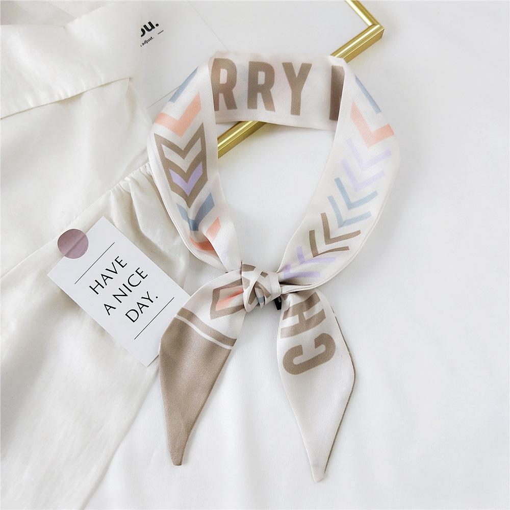 Decorative Simple Texture Silk Scarf Women'S New Style Spring And Autumn Summer Fashion Versatile Headscarf Work Scarf