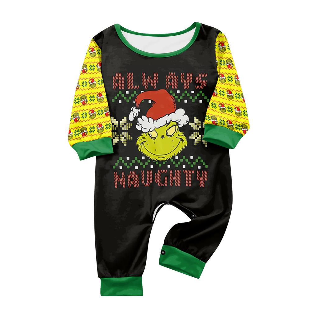 Print Cute Family Set Pajamas, Home Clothes, Family Set Long Sleeve Top Pants Set