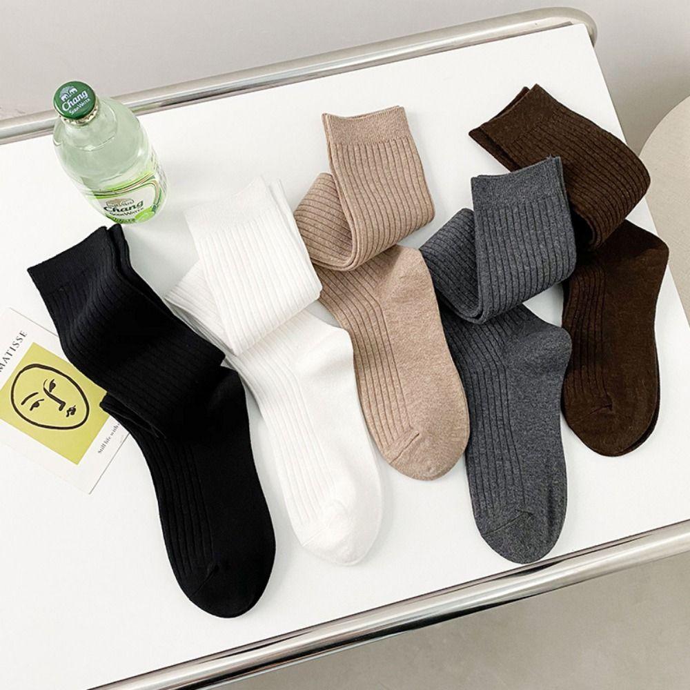 Solid Color Women Stockings Autumn Winter Long Knee High Socks Retro Soft Warm Socks