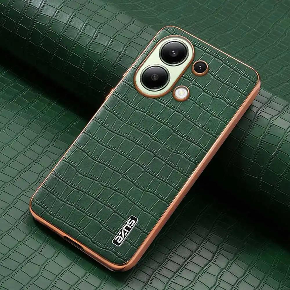 Leather Case Plating Bumper Full Shockproof Cover for Redmi Note 13 Pro 4G 13Pro Poco M6 Pro 4G Case PU Leather+TPU Phone Case
