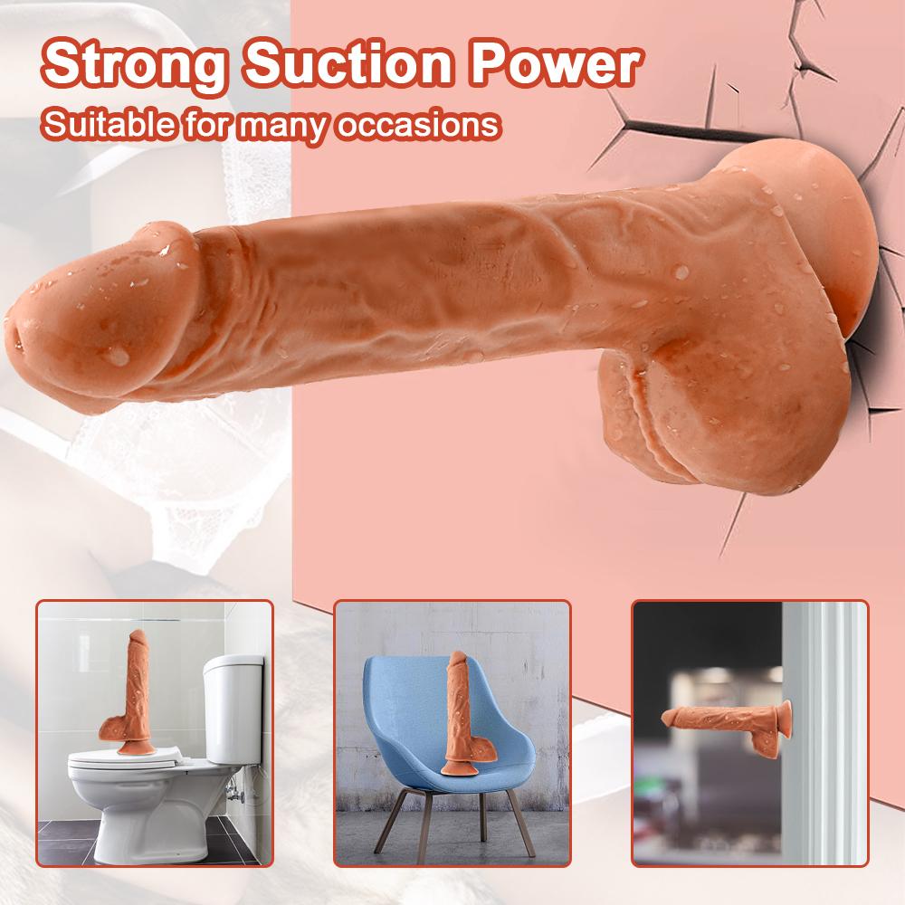 Realistické silikonové dildo pro ženy Bezdrátové narážení velkého penisu s přísavkou Pocit pokožky Vibrátor Sexuální hračky pro dospělé ženy