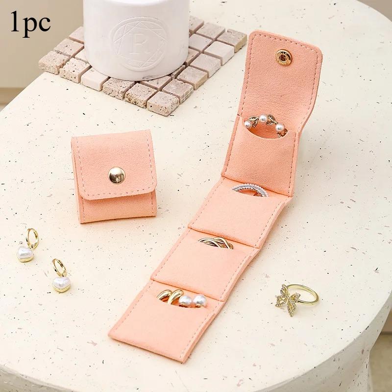 Microfiber Jewelry Roll Pouch Portable Travel Organizer for Rings Earrings Necklaces Small Accessories and Daily Jewelry Storage