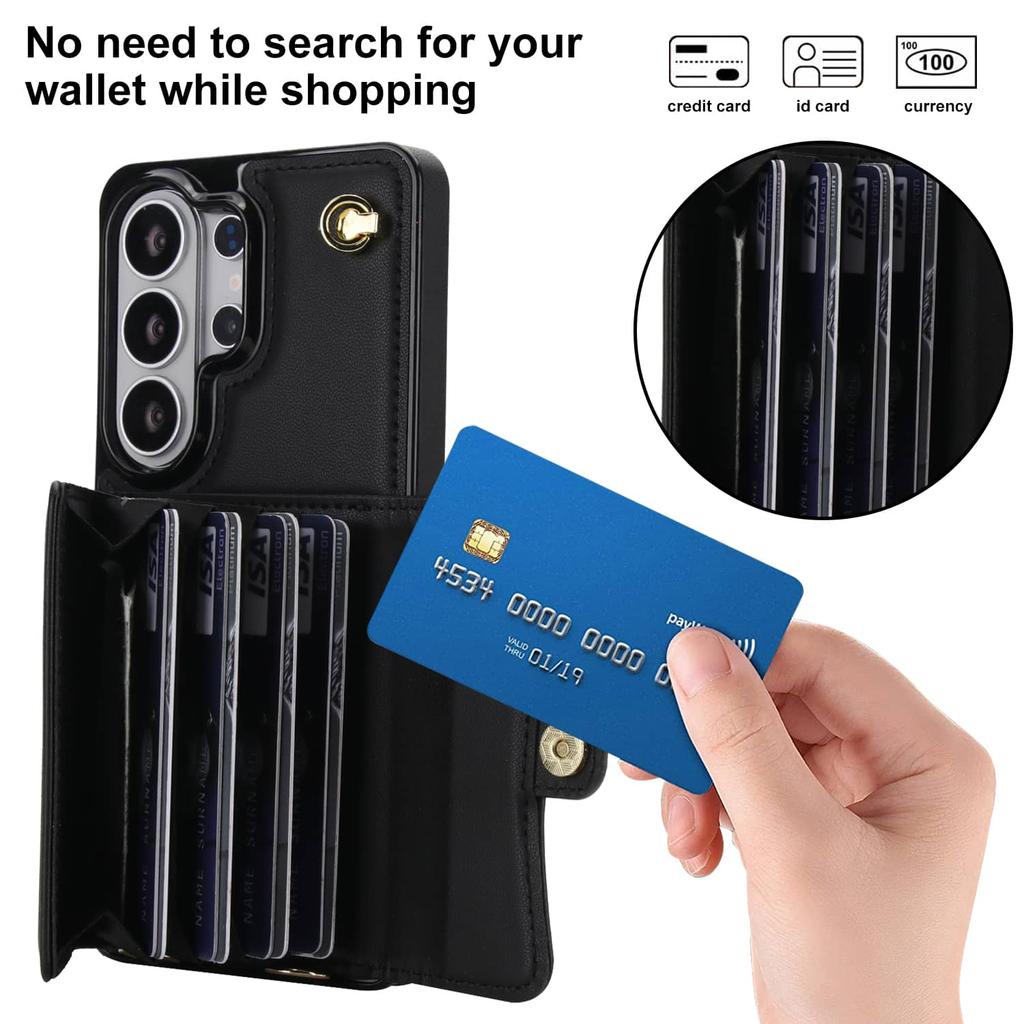 For Samsung Galaxy S26 Ultra S26 Plus S26 Wallet Case PU Leather Flip Cover Card Holder Kickstand Long Lanyard Shockproof Case