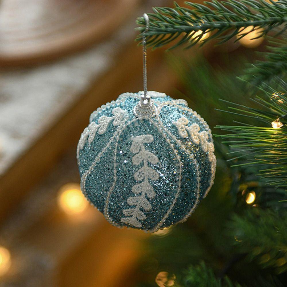 

3pcs Delicate Christmas Ball Set 8cm Hanging Ornament Christmas Tree Pendant Home синий