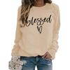 Women's Crew Neck Long Sleeve Loose Fit Sweatshirt Letter Print Casual Oversized Top