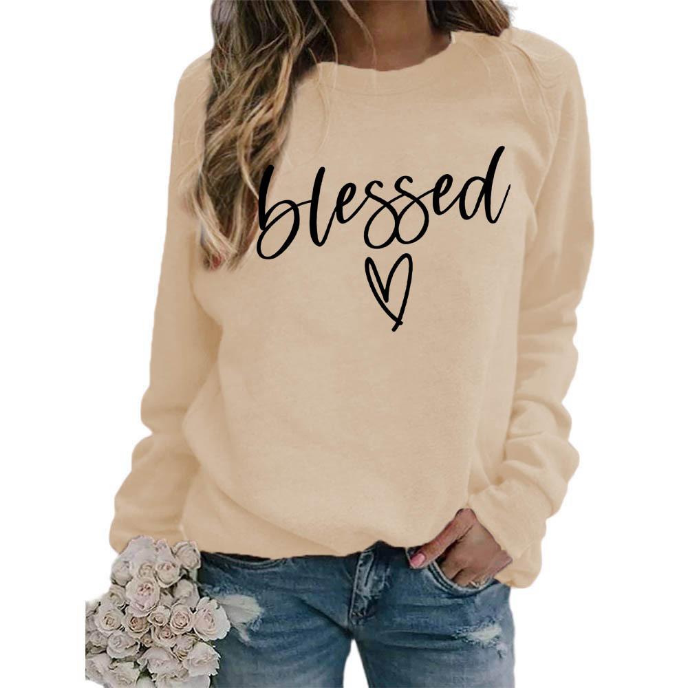 Women's Crew Neck Long Sleeve Loose Fit Sweatshirt Letter Print Casual Oversized Top