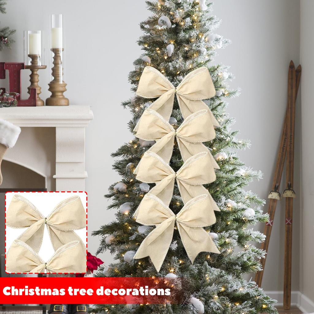 Christmas Bow Decorations, Fabric Christmas Tree Wreaths, Decorative Bow Decorations, Hanging Ornaments