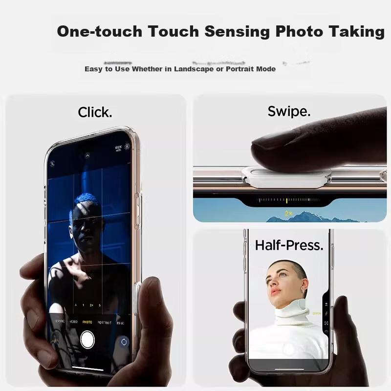 AI Button Transparent MagneticCase for Apple IPhone 16 Pro, Slim Shockproof Sweat-Resistant Fashion Simple Soft, Transparent