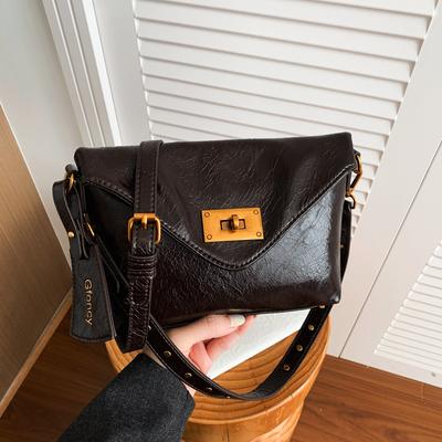 Fauler Windverschluss Einzelne Schulter Achseltasche Retro Weiches Leder Aktentasche Luxuriöse Umhängetasche