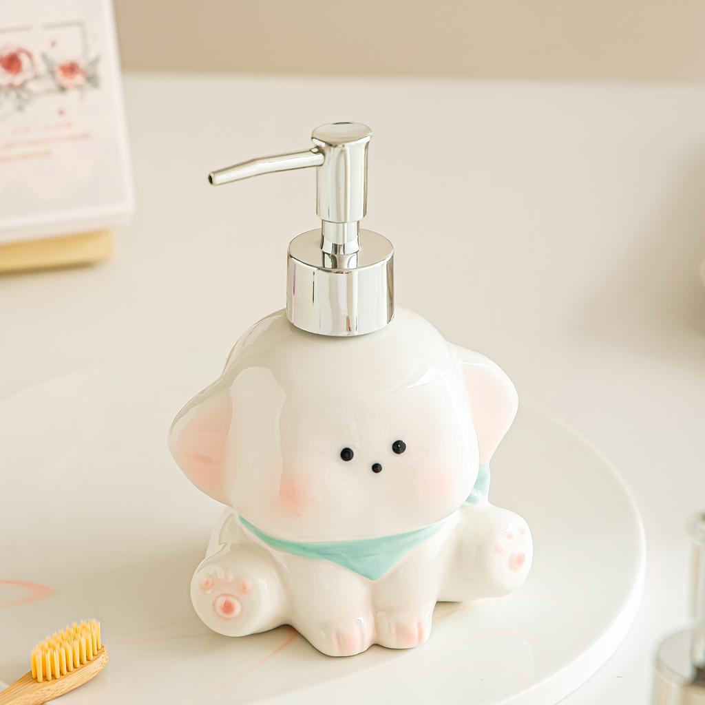 soap dispenser Cartoon puppy ceramic hand sanitizer, toilet laundry detergent shower gel shampoo bottle press bottle dispenser