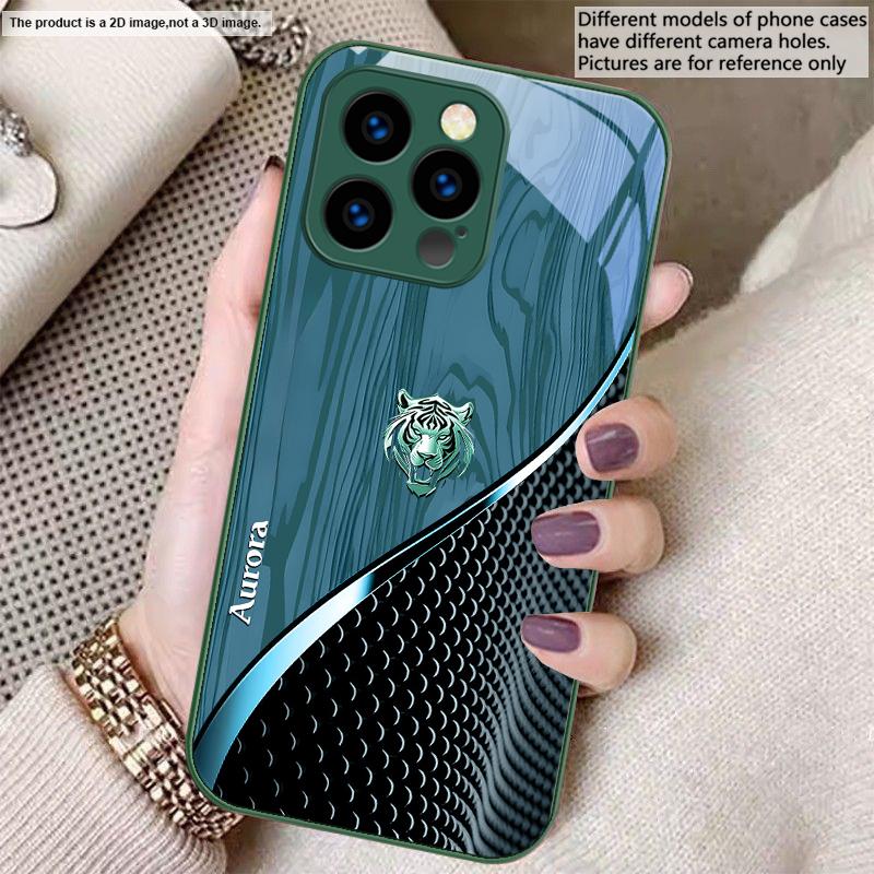 Mignon Tigre Doré Marron Pour iPhone 16 E 15 14 13 Plus 12 mini 11 Pro Max 11Pro XR Xs X 7 8 Plus 16E Coque de Téléphone en Verre Trempé