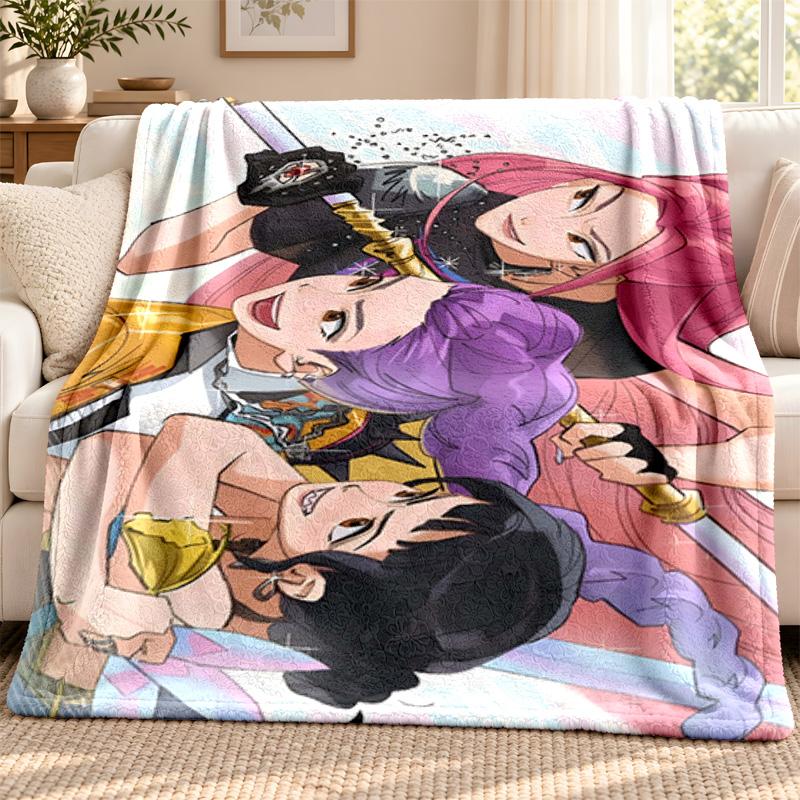 Kpop demon hunters blanket Flannel Blanket Soft Cozy Plush Throw for Sofa Bed Lightweight Home Decoration Outdoor camping