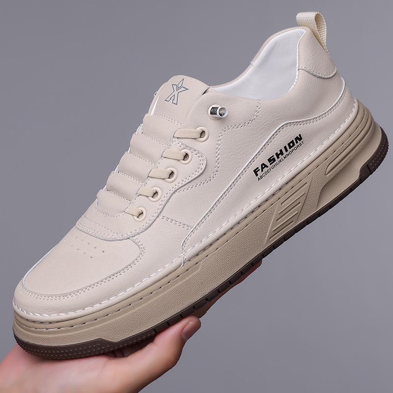 2024 Autumn New Men's Handmade Online Casual Leather Shoes Men's Sports Style Versatile Board Shoes White Shoes Men's 1931