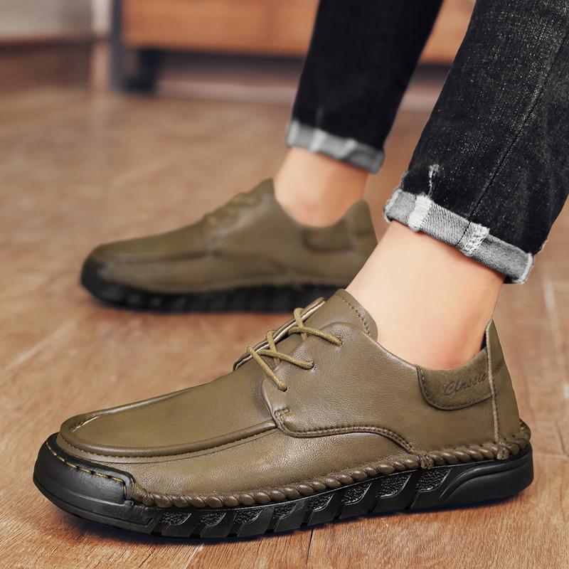 High Quality Handmade Soft Soled Men's Genuine Leather Shoes Lace Up Men's Business Shoes Versatile Daily Casual Shoes Commuting