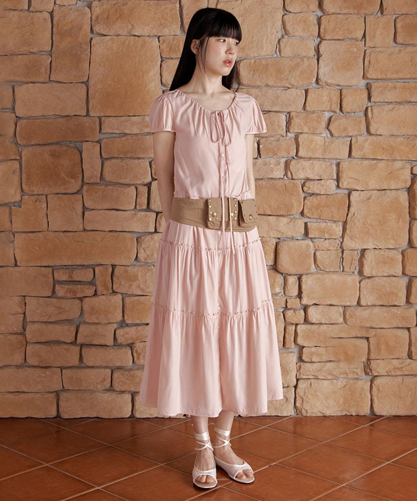 Selliteiljeu Frill Button Long Dress_Light Pink