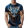 Summer Round Neck 3D Animal Print Top Fashionable Casual Short Sleeved Men's T-shirts
