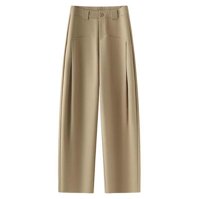 

Women s Khaki Wide-Leg High-Waist Slimming Pants - Spring 2025 M
