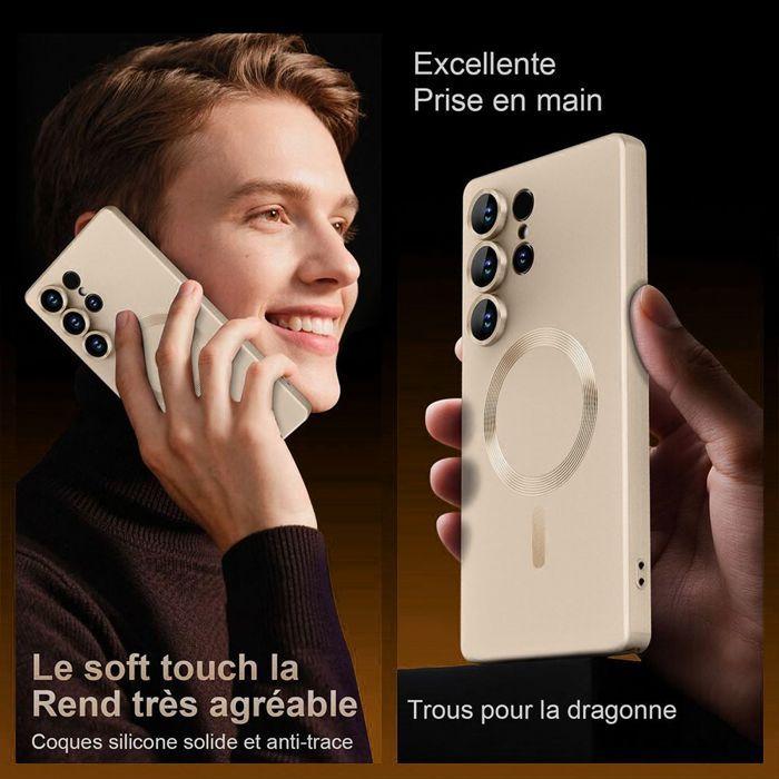 Coque Silicone - BOOLING - pour Samsung Galaxy S26 Ultra - avec Cercle Magnétique - 2 Vitres - Doré