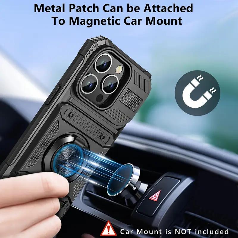 Odolné pouzdro Pro iPhone 17 16 14 13 Pro Max iPhone 11 Magnetický otočný kroužek Skryté sloty na karty Plné krytí Fundas Coque