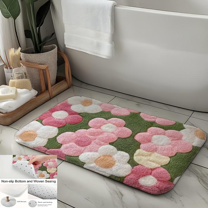 Vibrant Floral Bath Mat – Ultra-Soft, Quick-Dry & Non-Slip Rug for Bathroom, Kitchen & Entryway, Ideal Housewarming Gift