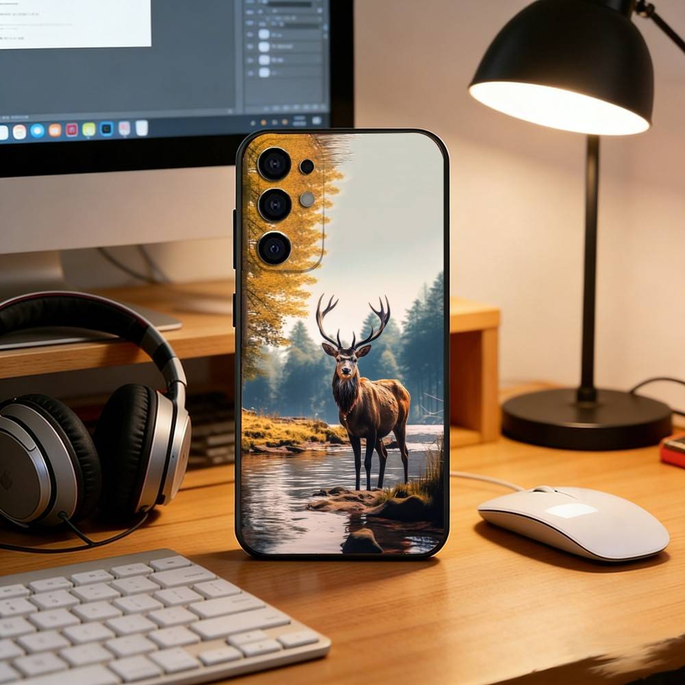 Deer Hunting Camo Phone Case For Samsung S25,S24,S21,S22,S23,S30,Ultra,S20,Plus,Fe,Lite,Note,10,Black Cover
