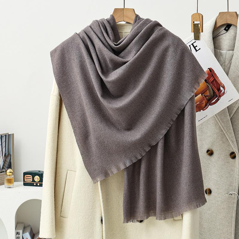 Short Beard Scarf Light Luxury High-end Cashmere Scarf Women's Winter New Korean Men's Shawl Solid Color