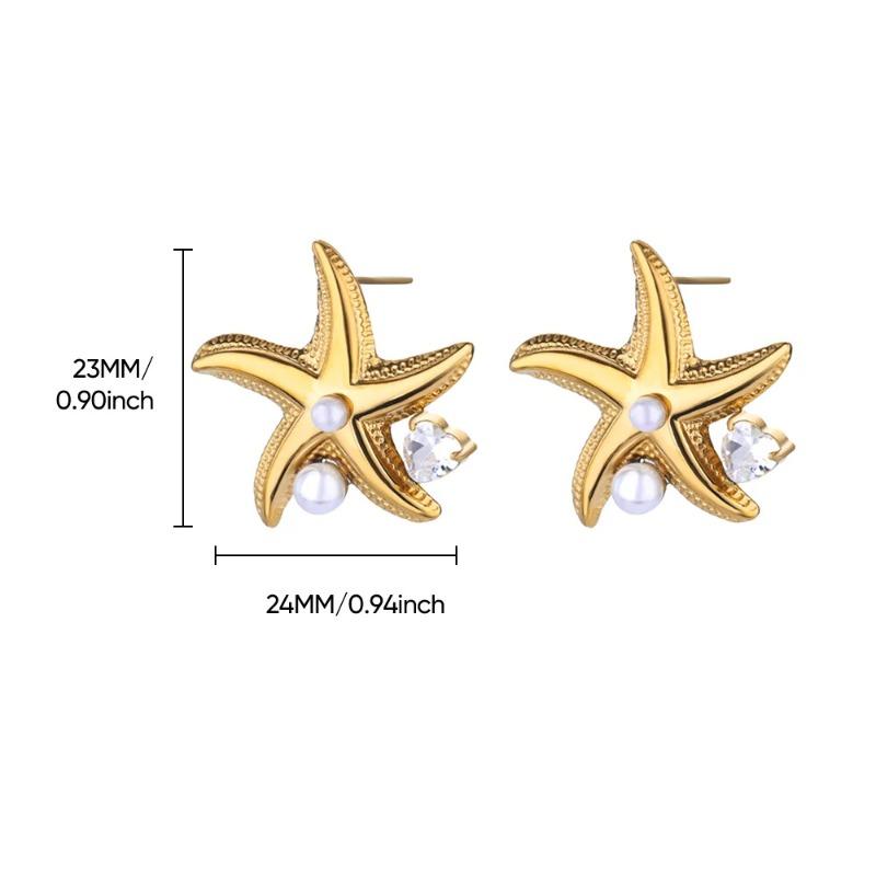 Temperament slightly inlaid zircon shell flower stud earrings high sense fashion exquisite earrings retro personality trend earrings