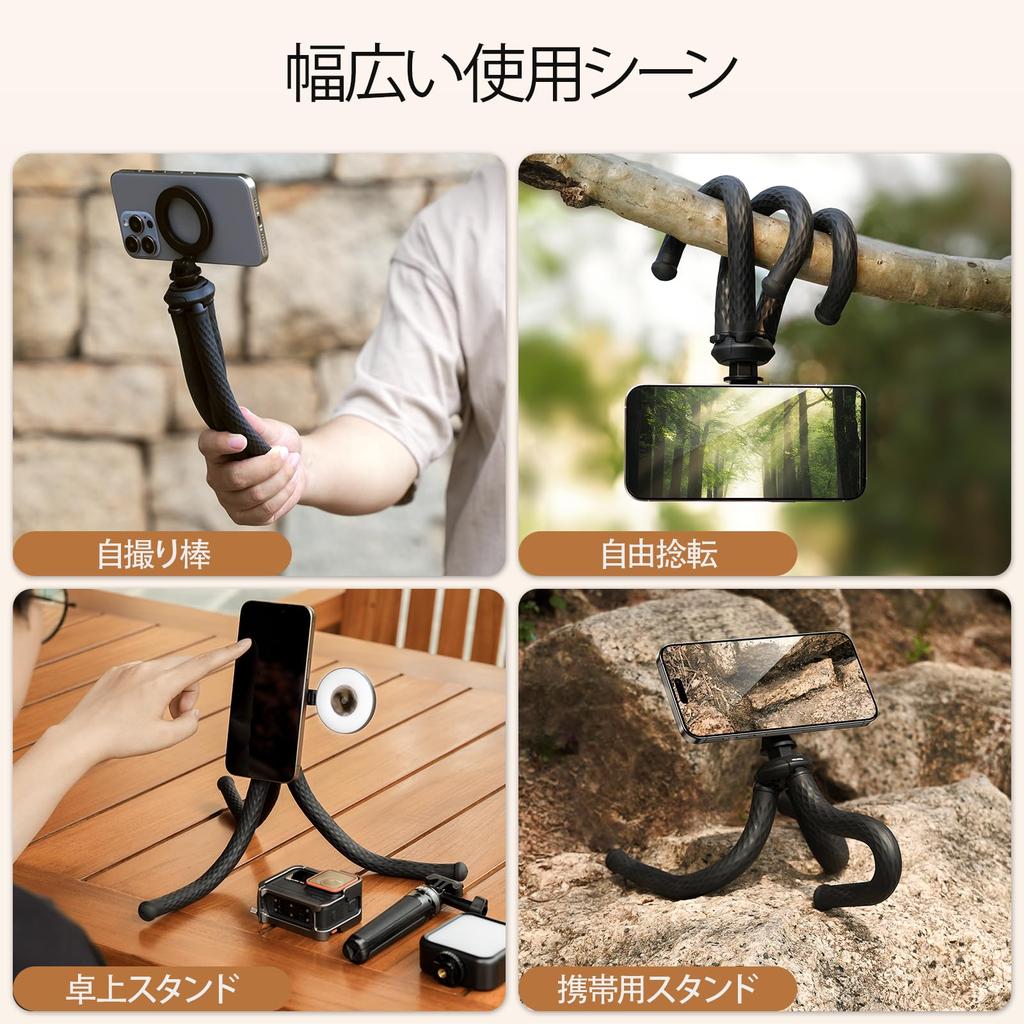 TELESIN Magnetic Smartphone Tripod Portable Mini Tripod with Adjustable Compatible with iPhone 12 Pro Tabletop Head for and Shooting Stand, Mag-Safe