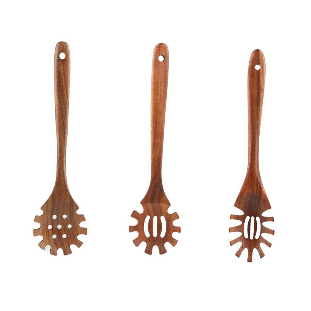 Ergonomischer Griff Kochlöffel Holz 30cm Länge Antihaft Spaghetti Gabel Zange für Hausköche und Professionelle Nutzung