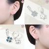 Authentic copper Fourleaf Shamrock Colored Earring Blue Zircon Snowflake Key Lock Earring Jewellery Fine Anniversary Gift Set
