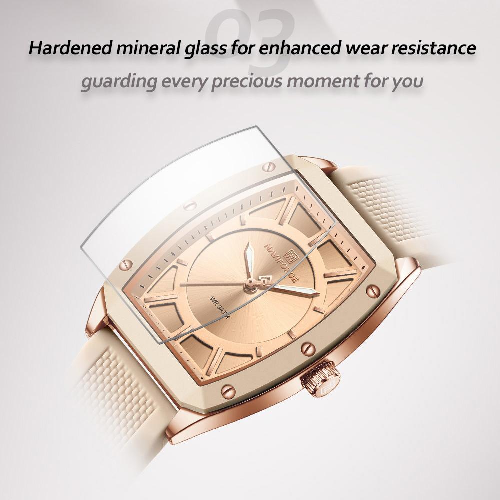 NAVIFORCE Watch for Women Square Elegant Waterproof Luminous Watches Quartz Import Ladies Wristwatch Valentine Day Gifts NF5049