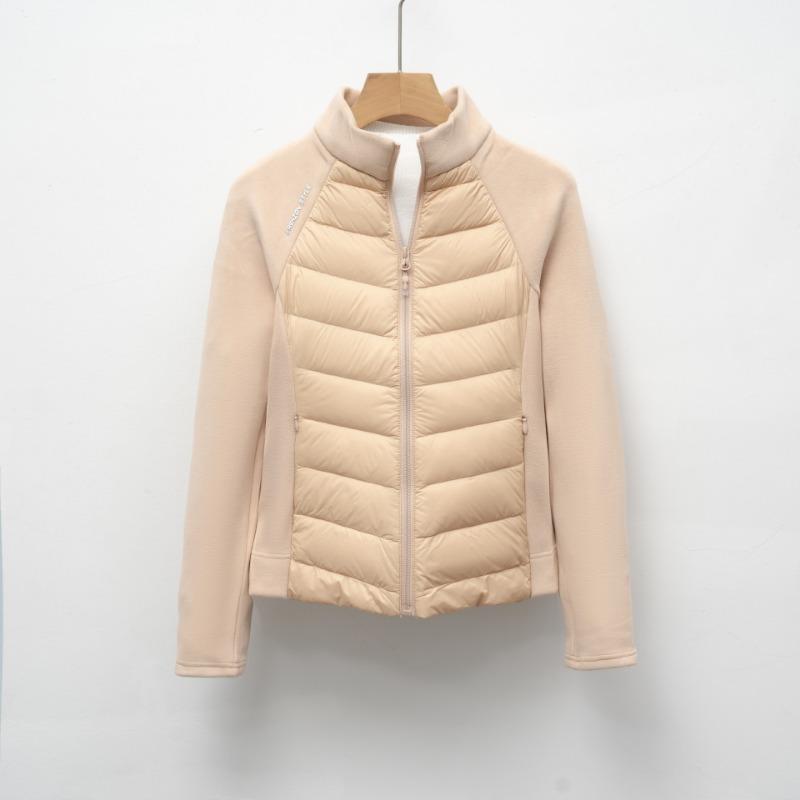 Down jacket new national standard 90 down light and thin stand-up collar women's yoga splicing solid color slim and versatile sports style