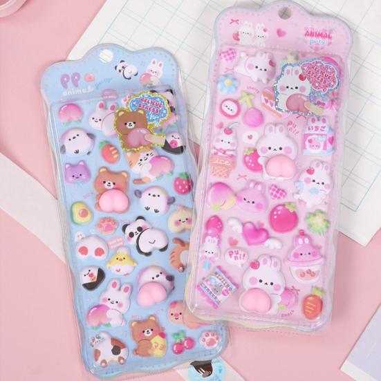 3D Kabarık Çıkartma Çizgi Film Tavşan Ayı Panda Kendin Yap Telefon Kılıfı Defter Scrapbooking Dekoratif Çıkartma Sayfası Okul Öncesi Öğretmeni Erkek Kız Ödüller Hediye