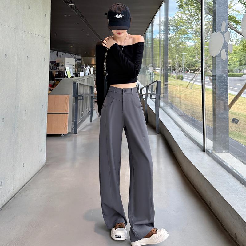 2026 Spring/Autumn New Style High Waist Slim Fit Wide Leg Straight Floor-Length Banana Pants