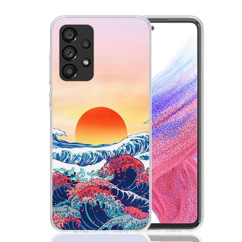 Japanese Style Wave Art Case Phone Cover for Samsung Galaxy A17 A16 A15 A14 A13 A56 A55 A54 A53 A36 A35 A34 A33 A26 A25 A24 A23
