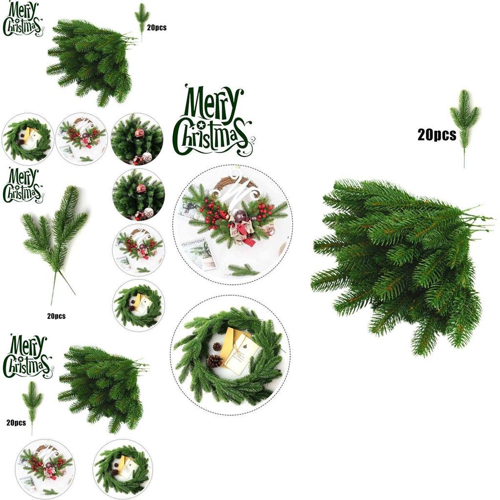 Artificial Plants 20pcs Pine Branch Christmas Garland Diy Xmas Party Decorations